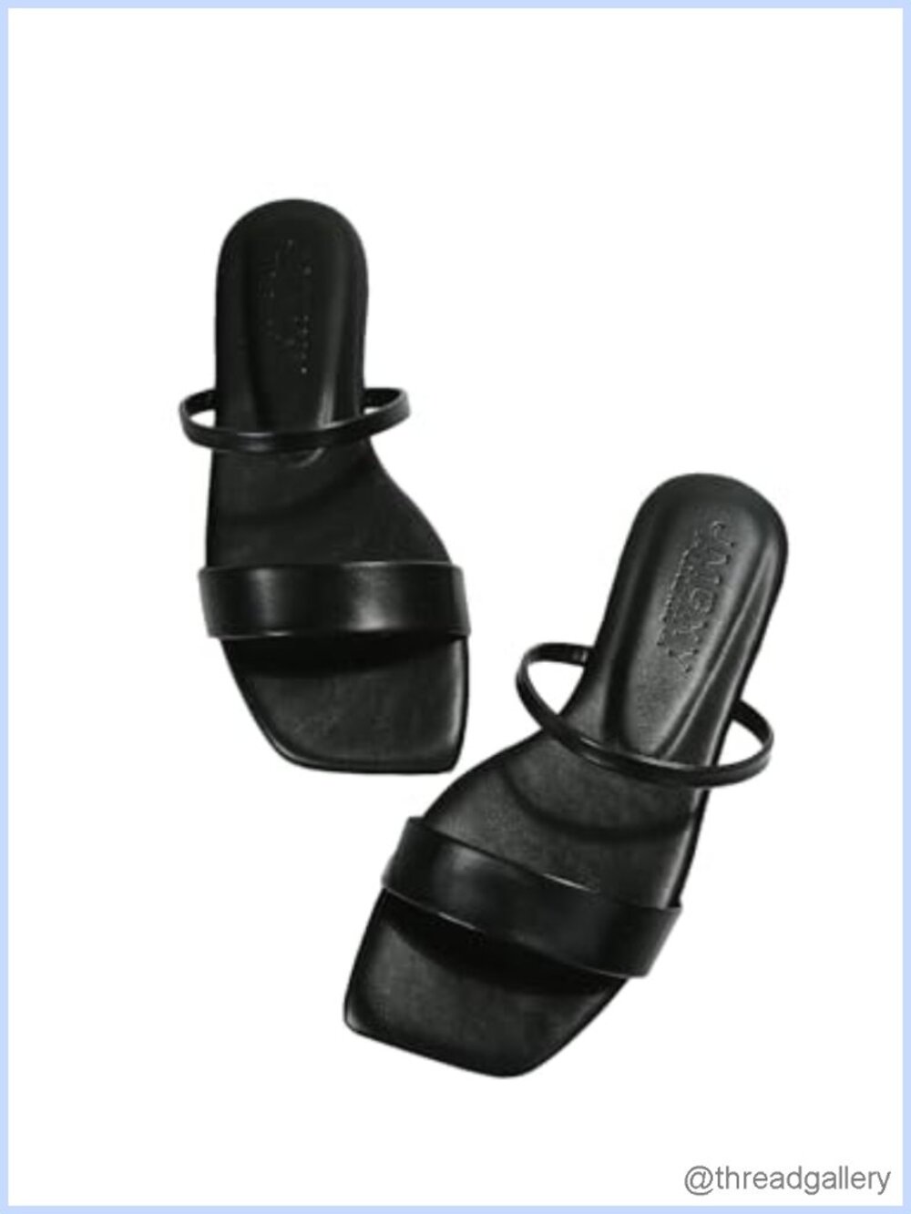 GORGLITTER Women's Faux Leather Square Toe Strappy Flat Sandals Slip On